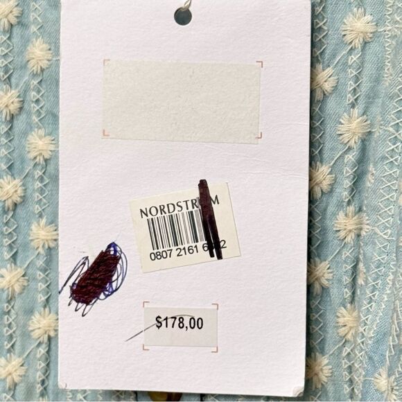 Gal Meets Glam Quinn Sleeveless Embroidered A-Line Zip Back Cotton Dress. 6. - Picture 9 of 11